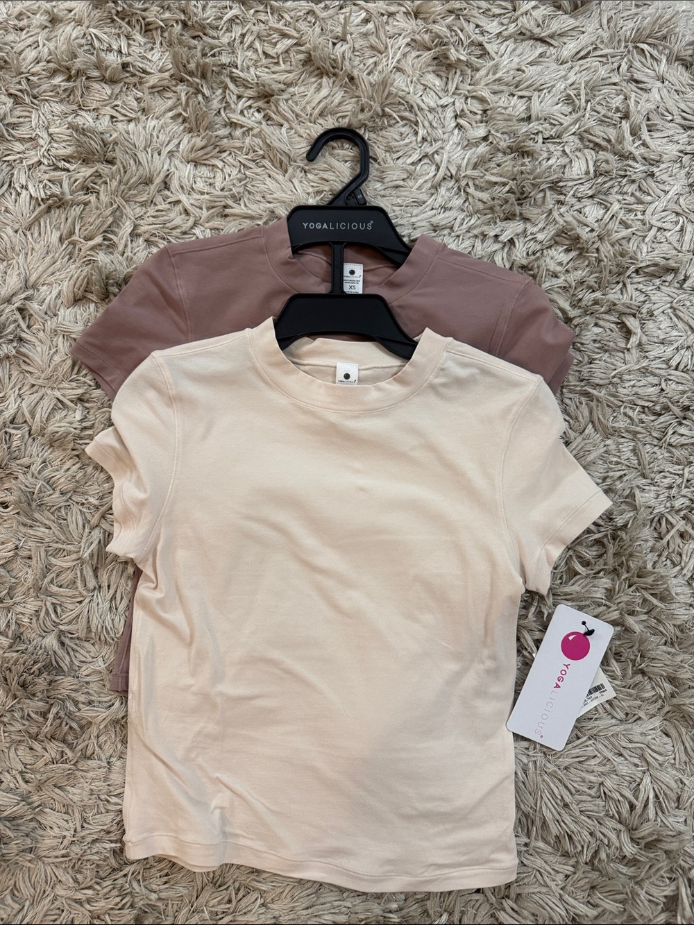 Yogalicious Women’s Crewneck Tee — Cream & Mauve